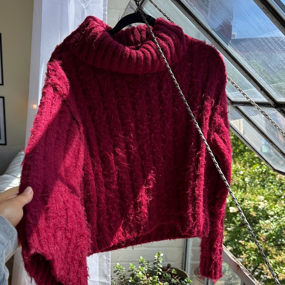 Cozy Burgundy Cable Knit Sweater